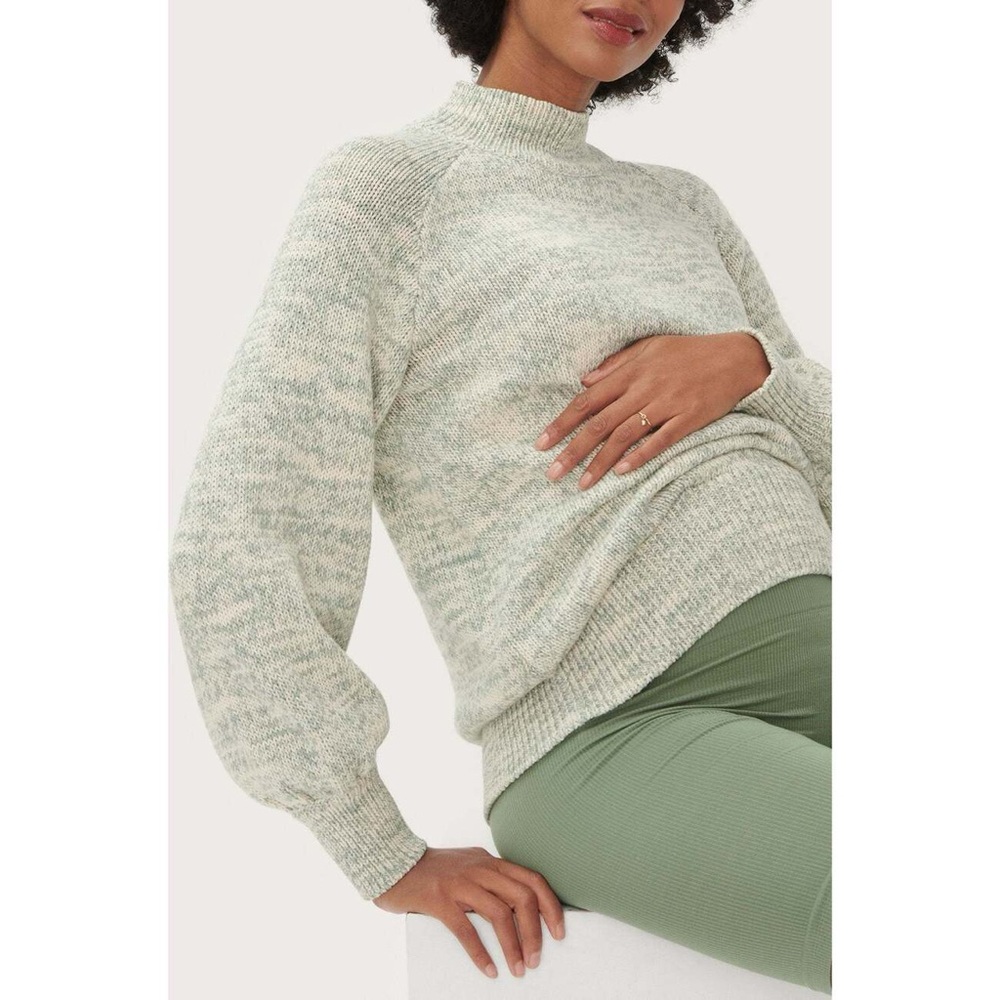 Hatch Marled Sage Green Mock Neck Sweater